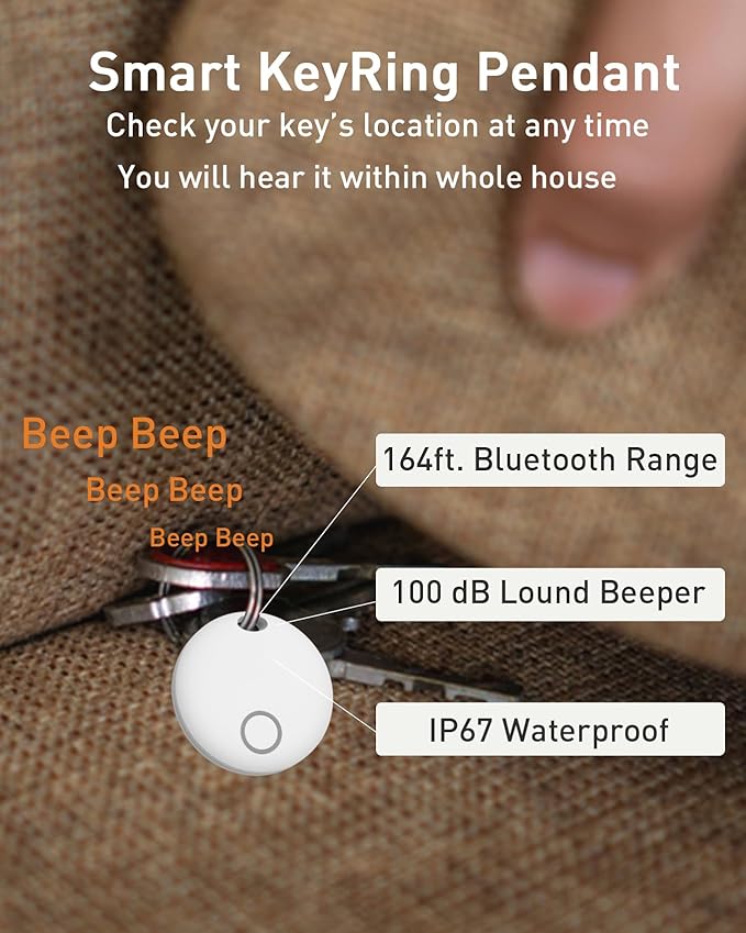Air Tracker Tags-4 Pack [Apple MFi Certified] (iOS Only), Smart Bluetooth Tracker, Compatible with Apple Find My, Item Locator for Keys, Luggage, Wallet, Suitcase, Bags, IP67 Waterproof