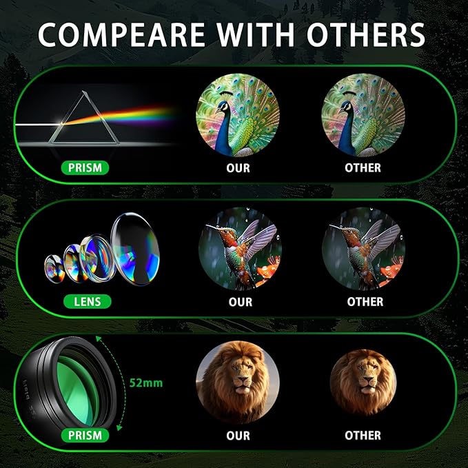 16X52 Monocular Telescope High Power for Adults, Compact Prism Monocular with HD Lens for Bird Watching, Hiking, Travel & Outdoor Activities