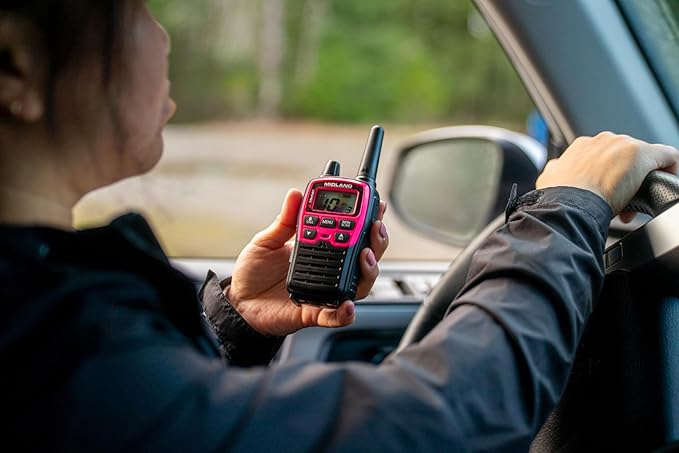 Midland T71PNK X-TALKER FRS Walkie Talkies with NOAA Weather Scan & Alert – Long Range Two-Way Radios – 36 Channels, 121 Privacy Codes – for Camping, Overlanding, Rock Crawling – Black/Pink, 2 Pack
