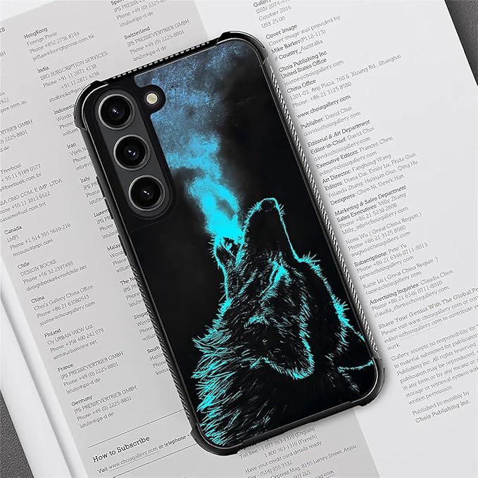 for Samsung Galaxy S23 Plus Case, Blue Breathing Wolf Pattern Graphic Design Girl Boy Soft Silicone Hard Acrylic Shock Protection for Samsung Galaxy S23 Plus