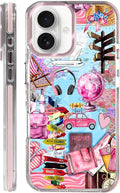 Case for iPhone 16,[Compatible with MagSafe],Cover Holiday Trip World Map Phone Case Design，for Women Girls Magnetic Clear Cover - Slim, Sleek, & Shockproof Protection