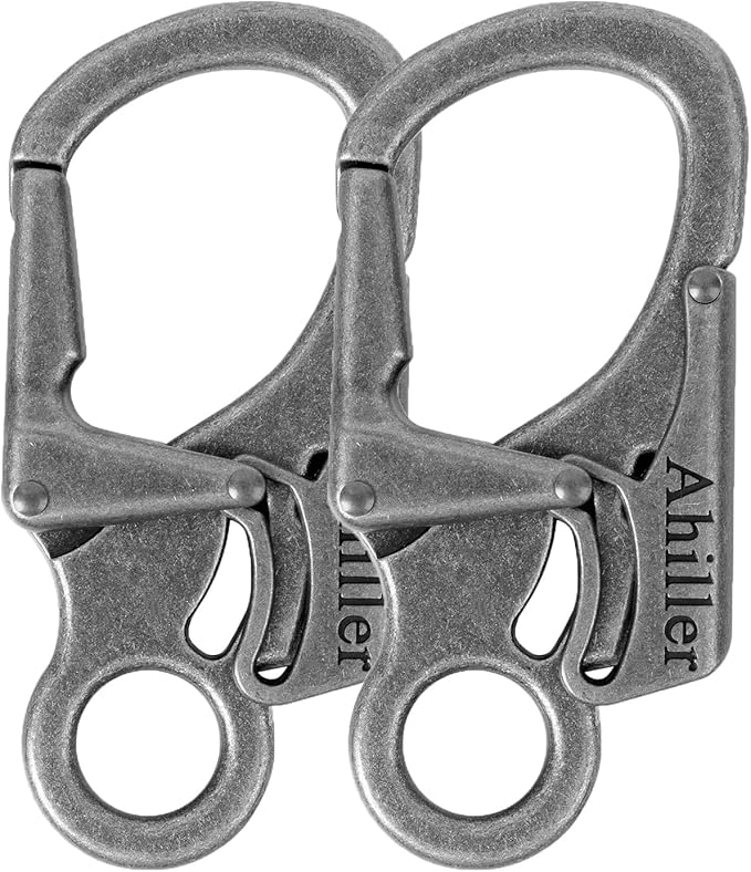 Ahiller Carabiner Clip, Double Anti-Misopening Locking Design, 3" Zinc Alloy Heavy Keychain for Outdoor Camping Hiking, Key Ring Clip