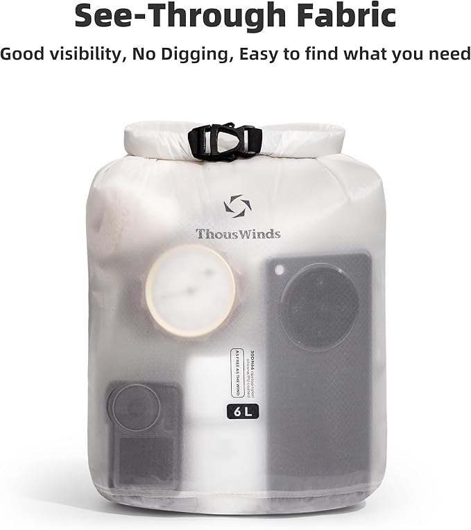 Thous Winds Dry Bag Waterproof, 24L Roll Top Lightweight Dry Sack for Kayaking, Boating, Swimming, Camping, Beach, Travel