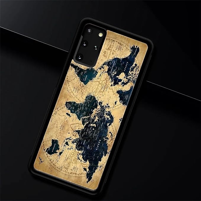 for Samsung Galaxy S20 Plus Case, Brown World Map Pattern Graphic Design Girl Boy Soft Silicone Hard Acrylic Shock Protection for Samsung Galaxy S20 Plus
