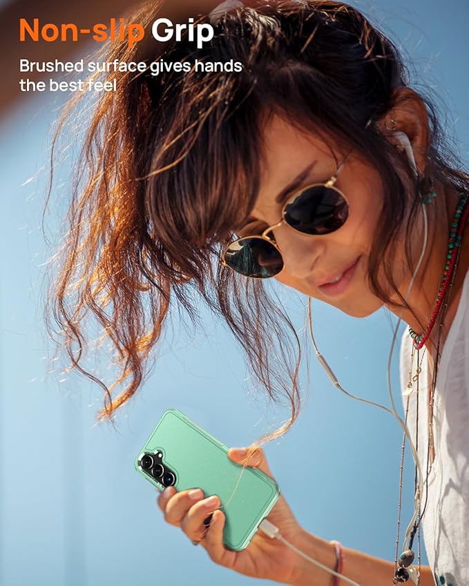 Lanhiem for Samsung Galaxy S25 S24 Phone Case with Tempered Glass Screen Protector, Shock Absorption, Anti-Scratch Shockproof Case Cover for Samsung S25 S24, Green