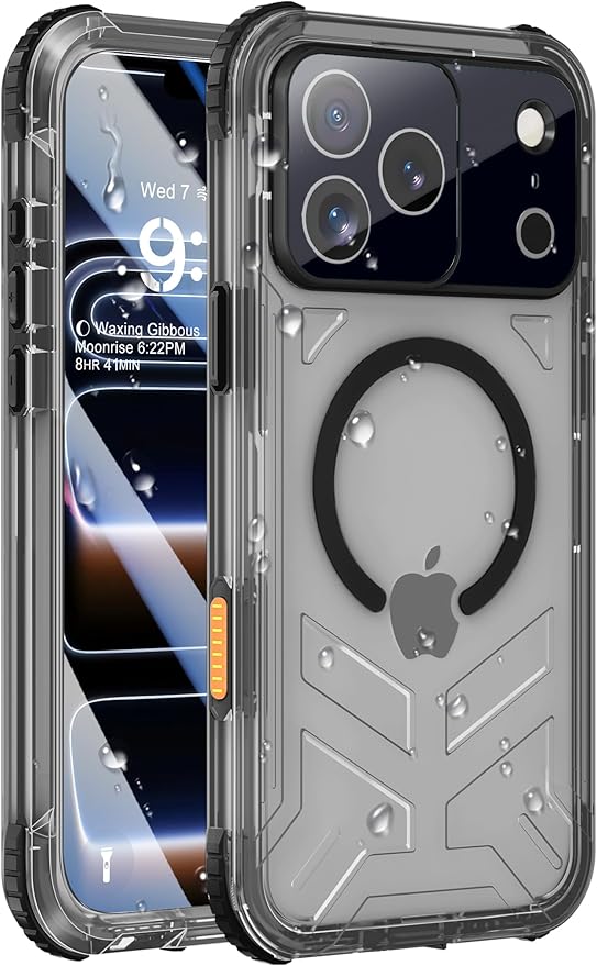 for iPhone 17 Pro Waterproof Case with Magsafe, Built-in [Camera & Screen Protector] [Lanyard], IP68 Water Proof Full Body Dustproof Heavy Duty Frosted Protective Phone Cover, 6.3" Black