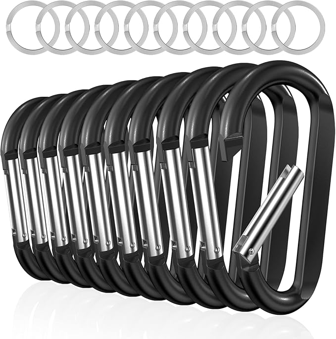 sprookber 3" Carabiner Clip Keychain, D Ring Caribeaner Clip, Key Clip Caribeener, Spring Snap Hook for Bag/Buckle, Set of 10