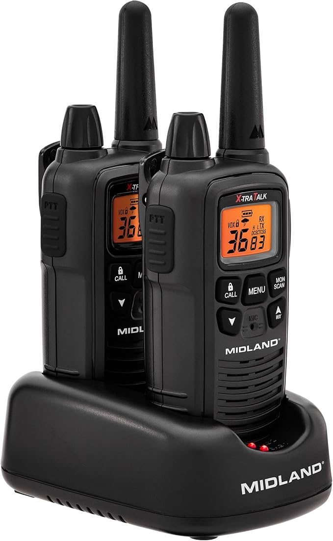 Midland - LXT600VP3, 36 Channel FRS Two-Way Radio - Up to 30 Mile Range Walkie Talkie, 121 Privacy Codes, NOAA Weather Scan + Alert (Pair Pack) (Black)