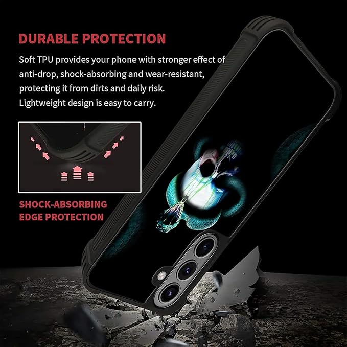 for Samsung Galaxy S26 Plus Case,Graphic Design for Girl Boy Soft Silicone Hard Acrylic Shock Protection Designed for Samsung Galaxy S26 Plus Skeleton Winding Snake Pattern