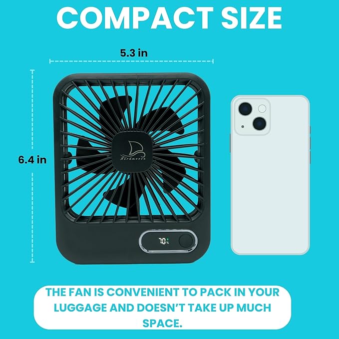 Cruise Fan Cabin Approved - Magnetic Hook Included To Hang On Walls - Portable USB Rechargeable & Plug-In, Timer Function & 5-Speed Adjustable, White Noise, Long Battery Life, Perfect for 2026 Cruises