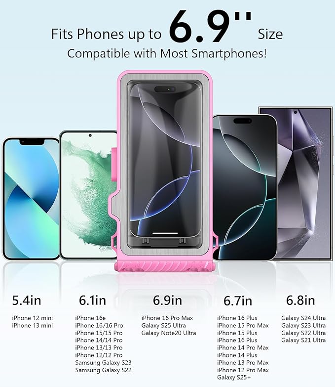 Waterproof Phone Case for Snorkeling - Underwater Touchscreen Housing, Universal Underwater Photo&Video Diving Case for iPhone 17/16/15/14 Pro Max Samsung Galaxy S25/S24 Ultra Up to 6.9'' Purple