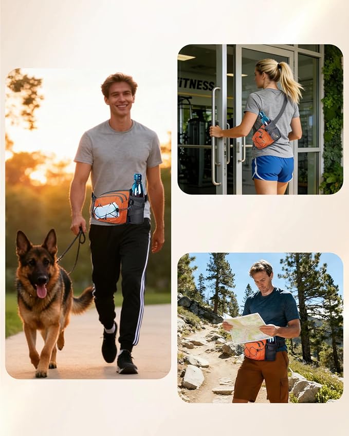 sportsnew Hydration Waist Pack with Water Bottle Holder, 2L Large Fanny Pack for Running Hiking Dog Walking, Water-Resistant Crossbody Waist Bag for Men Women, Patent Pending