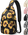 Pritent Crossbody Bags for Women Man Waterproof Sling Bag Backpack Trendy Casual Cross Body Bag with Convertible Shoulder Strap Chest Bag for Camping Hiking Travel Essentials (Sunflower, Medium)