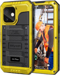 Mitywah Waterproof Case for iPhone 16 Plus, Shockproof Heavy Duty Case with Built-in Screen Protector, Underwater Full Body Protective Metal Case 6.7 inch, Yellow