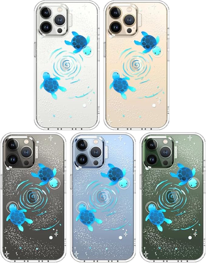 MOSNOVO Case for iPhone 13 Pro Max, [Buffertech 6.6ft Military-Grade Drop Protection] [Anti Peel Off Tech] Clear TPU Bumper Phone Case Cover Design - Space Turtle