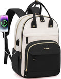 LOVEVOOK Backpack for Women,Laptop Backpack Women,Fits 15.6 Inch Laptop Bag,School Backpacks,Fashion Travel Work Anti-theft Bag,Waterproof Business Computer College Backpack Purse,Black-Off-white