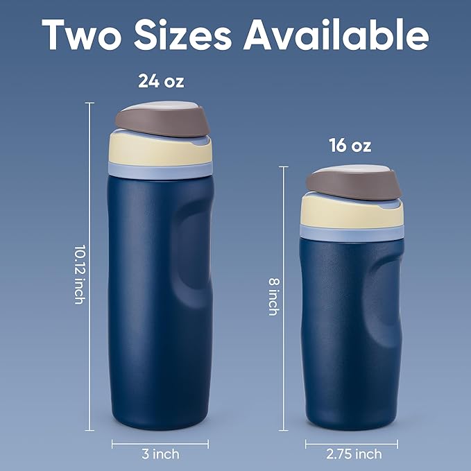 Fijinhom 24 oz Insulated Water Bottle,Stainless Steel Sports Water Bottle with Straw, Double Wall Vacuum Leak Proof, Cold for 24 Hours, BPA Free for Travel, Sport, Outdoor, Dark Blue
