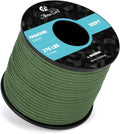 Abma Cord 2.4mm Paracord 275 100ft Nylon Rope 4 Strands Tactical Parachute Cord - Max. 275lbs - Forest Green