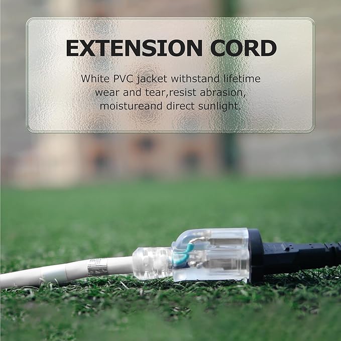 YOJOE Indoor Outdoor Extension Cord with Lighted End, 3 Prong 13A Weatherproof Power Cord, 16 Gauge Heavy Duty 6 ft White Extension Cord for Garage, Garden and Home, 16/3 SJTW UL Listed