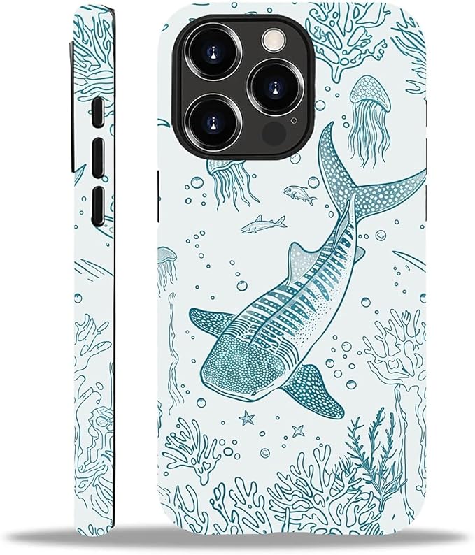 for iPhone 12/12 Pro Case,HH2 Ocean Whale Shark Hybrid 2 Layer Hard Shell Silicone Protective Pattern Design Case