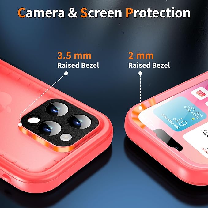 Cozycase for iPhone 15 Pro Max Waterproof Shockproof Dustproof Case - Heavy Duty/360 Full Body/Military Grade/Protective/Rugged 【8FT Drop Proof】 Built in Screen/Camera Protector with Lanyard Pink