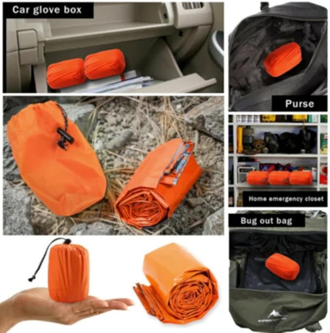 Emergency Sleeping Bag | Durable Mylar Survival Bag for Outdoor Adventures | Lightweight, Portable Emergency Blanket for Hiking, Camping, and Survival Gear