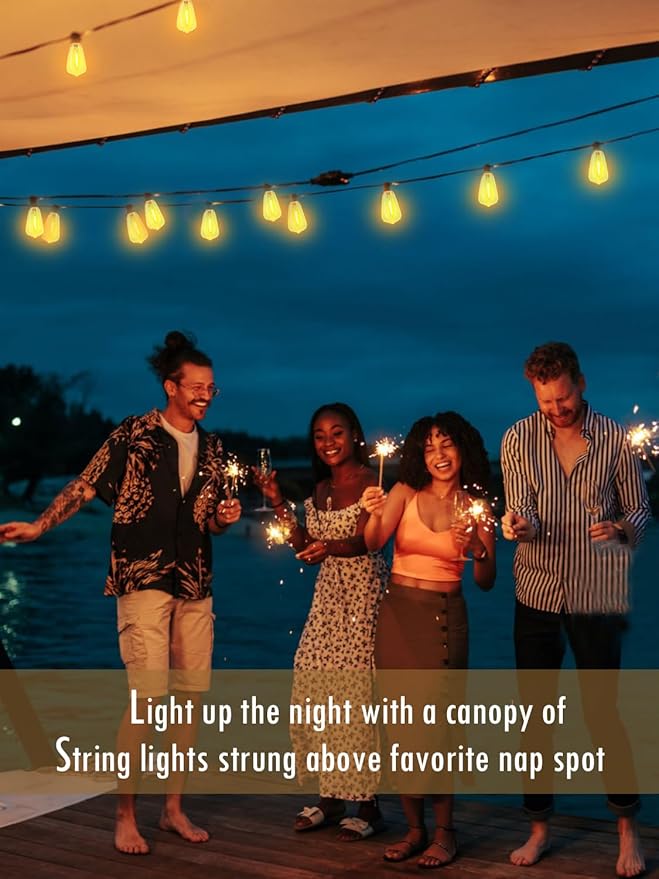 DAMAING Outdoor String Lights Weatherproof 400FT shatterproof connectable Patio Lights for Outside 4 Pack x 100FT with 208 Vintage dimmable LED Edison Bulbs,Hanging Lights for Garden,Balcony