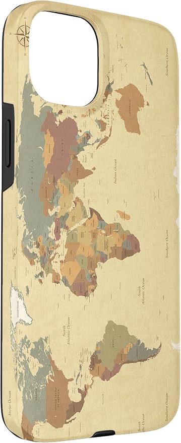Globe Map Smartphone Cell Cover Gift World Map Pattern Phone Case for iPhone 15 Plus