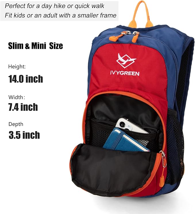 Ivygreen Kids Hydration Backpack, Hiking Backpack for Boys or Girls with 1.5L Water Bladder