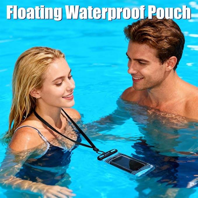 Floating Waterproof Phone Pouch 2 Pack - IPX8 Waterproof Phone Case with Lanyard, Universal Protector for iPhone 17/16/15/14/13 Pro Max Plus & Galaxy S25/S24, Blue