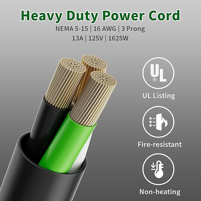 Elecan 3-Prong Y Splitter Power Extension Cord 2 FT/2 Pack, 90-Degree Angled Flat Plug 1 to 2 Way Outlet Space Saver, Heavy Duty Weatherproof SJTW, 16AWG 13A,5-15P Cable Extender for Indoor Outdoor-UL