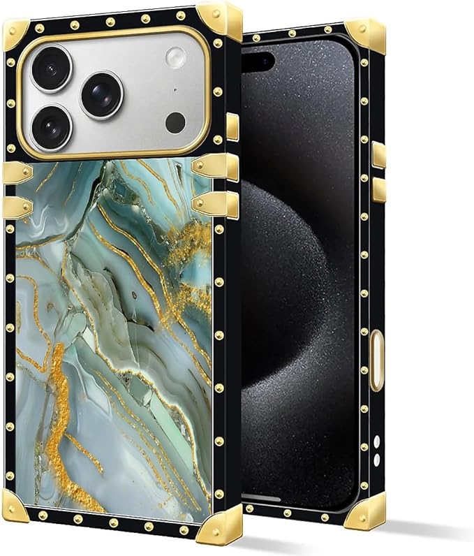 for iPhone 17 Pro Case Luxury Golden Decoration for Girl Women Soft TPU Shockproof Protective Hard PC Back for iPhone 17 Pro Crazy Pattern Golden Texture Marble Veining