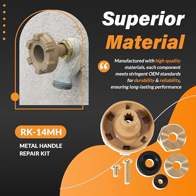 RK-14MH Repair Kit Metal Handle Replacement for Woodford Model 14 & Model 18 Outdoor Faucets (7Pcs)