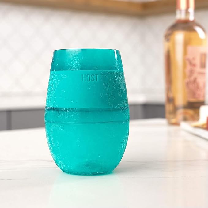 HOST Cooling Cup, Set of 1 Double Wall Insulated Freezable Drink Chilling Tumbler with Freezing Gel, Glasses for Red and White Wine, 8.5 oz, Translucent Green