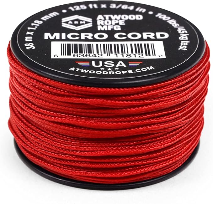 Atwood Rope MFG Micro Utility Cord 1.18mm X 125ft Reusable Spool | Tactical Nylon/Polyester Fishing Gear, Jewelry Making, Camping Accessories