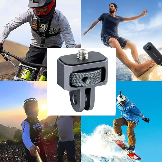 Aluminum Camera Tripod Adapter 1/4"-20 Conversion Adapter Mounts Compatible with Gopro Action Cameras Insta360 and Other Standard 1/4 Accessories, Quarter Inch Mount Adapter (Type CC)