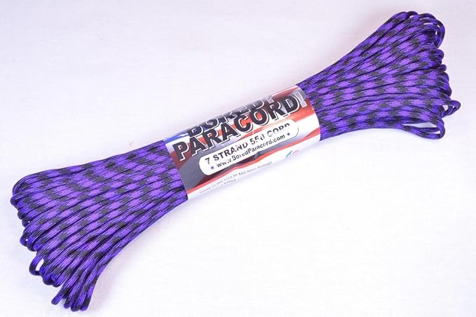 BORED? PARACORD! 550 lb Paracord – Ideal for Crafting, DIY Projects, Camping, Military & Active Outdoors – 300+ Colors – Tactical Parachute Cord Type III – Strong - BlackBerry 50 Feet