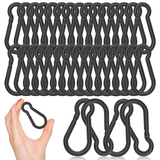 EPHECH 30PCS 3" Black Heavy Duty Spring Snap Hook, M8 5/16" Galvanized Steel Snap Hook Carabiner Quick Link Carabiner Clip, 500LBS Holding Capacity Quick Link Keychain for Swing Hammock Gym Outdoor