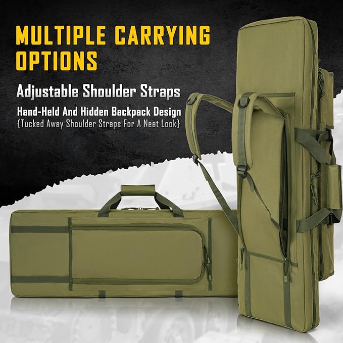 DULCE DOM 32/36/42/48/52 inch Double Rifle Case Soft Gun Bag for Rifles Pistols Storage & Transportation, All Around Shooting Range Tactical Backpack for Hunters Shooters, Gift for Boyfriend, Husband