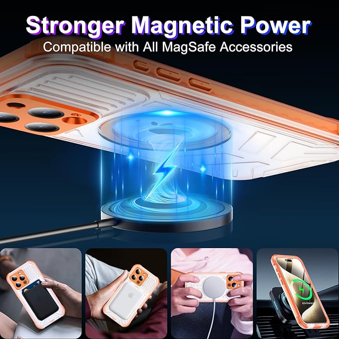 2025 New for iPhone 15 Pro Case Waterproof, [Compatible with MagSafe][Built-in Camera & Screen Protector][Full Body Shockproof][IP68 Waterproof][Dustproof] Phone Case for iPhone 15 Pro 6.1"