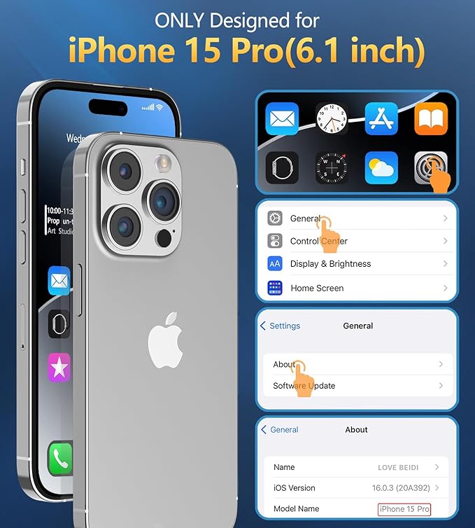 for iPhone 15 Pro Case Waterproof | Shockproof Dust Proof Phone Case Cover with Screen Protector for iPhone 15 Pro - Clear