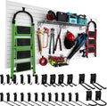 FRAYSCENT Slat Wall Paneling Garage Slat Wall Storage Systems Slatwall Panels Power Tool Organizer Wall Mount, PVC Garage Storage & Organization Products Slate Board (White, 4ft x 8ft with 26 Hooks)