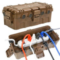[2 Pack] Outdoor Electrical Box Waterproof, OUTDSPLY Medium Outdoor Electrical Box (11.6x5.2x4.1 inch) w/ 6 Cable Entry, Weatherproof Connection Box for Power Strip, Plug, Timer, Holiday Lights, Brown