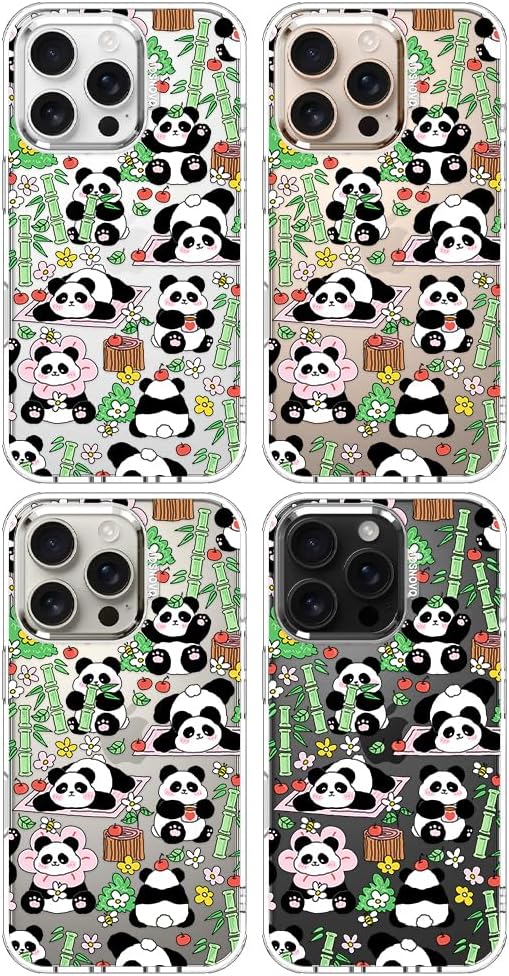 MOSNOVO for iPhone 16 Pro Case, Shockproof Military-Grade Protection 6.6ft Drop Tested, Clear Phone Case for iPhone 16 Pro, Kawaii Panda Garden Design