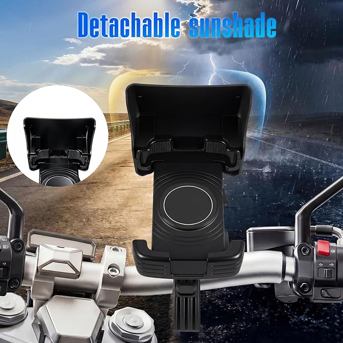 Tellegloww Boat Phone Holder, Marine Cell Phone Holder with Sunshade, 360 Degree Adjustable Knob Crab Clamp, Smartphone Accessory for Cycling, Boat Rail, Pontoon and Outdoor Use(Black)