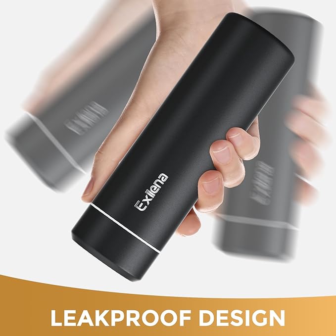 【Upgraded】Exllena Small Insulated Water Bottle 12 oz/350ml– Mini Insulated Water Bottle for Hot & Cold Drinks, Perfect Small Water Bottle for Travel, Purse...(Black)