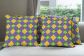 Ambesonne New Orleans Throw Pillow Cushion Case Pack of 4, Mardi Gras Themed Rhombuses with Fleur De Lis Motifs Classic Geometry, Modern Accent Double-Sided Digital Printing, 24", Violet Yellow