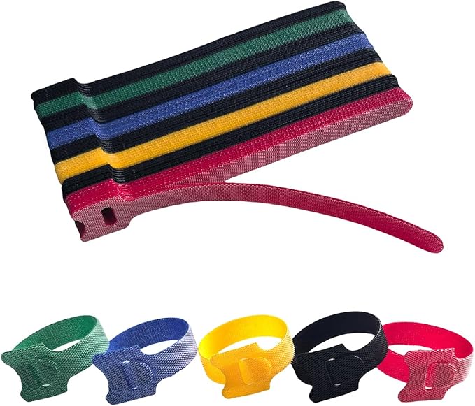 160PCS 6inches Cable Ties Reusable Multi-Colour Cord Straps Multi-Purpose Wire Ties Cord Wrap Hook and Loop Organizer Adjustable Cable Management