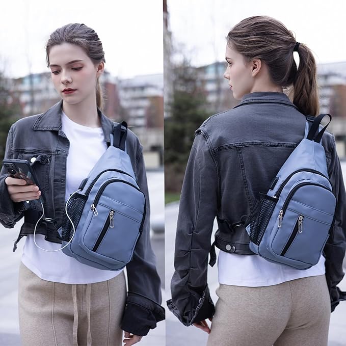 JENAGREEN Sling Backpack Crossbody Sling Bag for Women Men, Multipurpose Travel Hiking Adjustable Chest Bag Casual Daypack