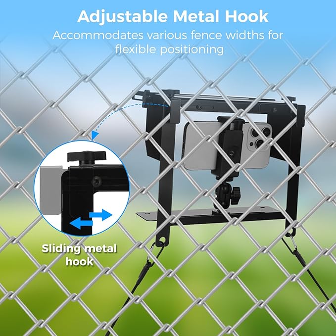 Game Changer Fence Mounting Kit - Phone Fence Mount Holder for Baseball - Fence Mount for Mevo with Adjustable Shade and Power Bank Clip for iPhone, Samsung, GoPro and Other Action Cameras